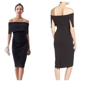 Vince Camuto Black Popover Cocktail Dress Strapless Draped Sheath Size 6